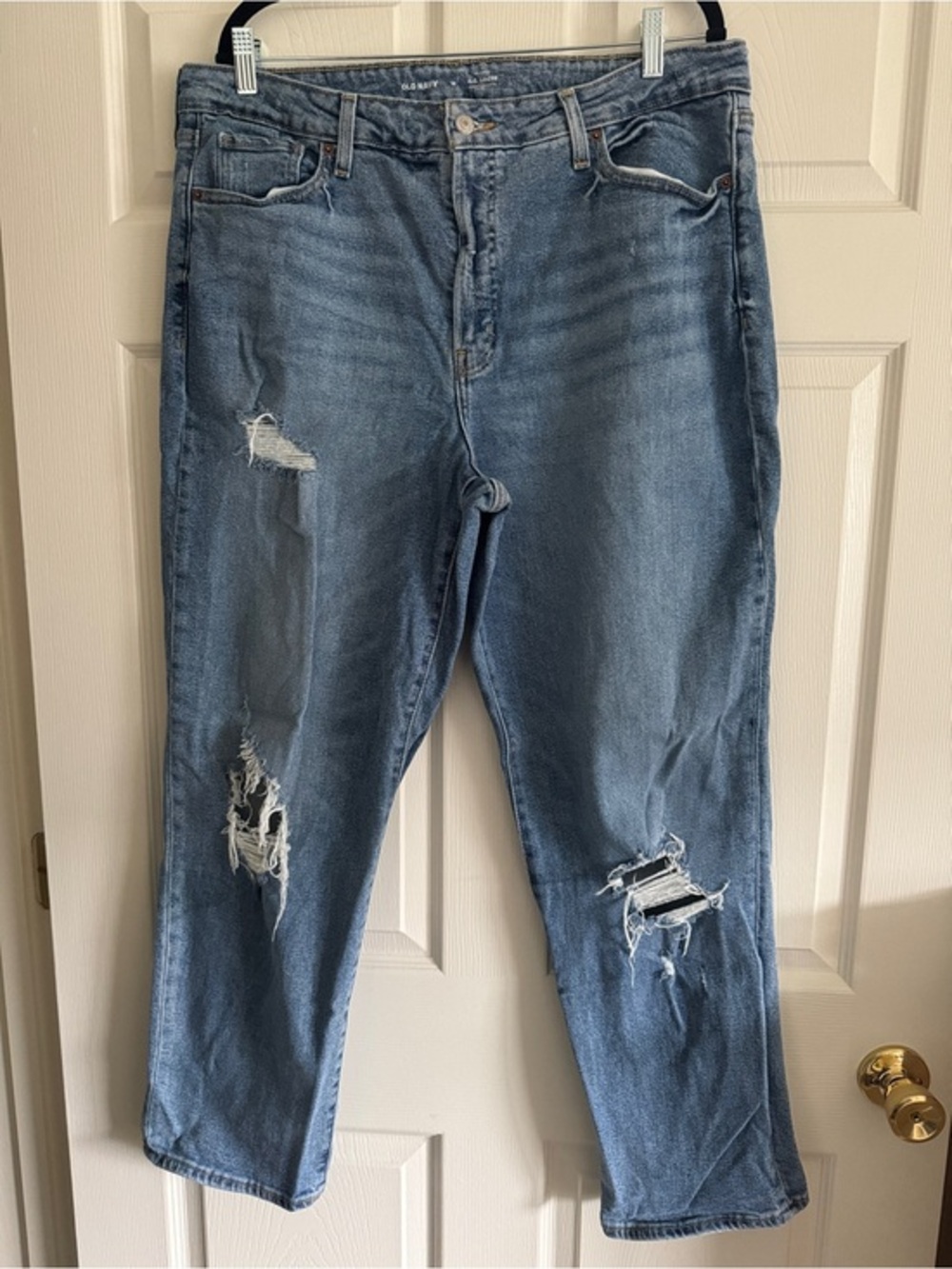 High-Rise OG Loose Distressed Jeans in Light Wash | Old Navy, Size 18